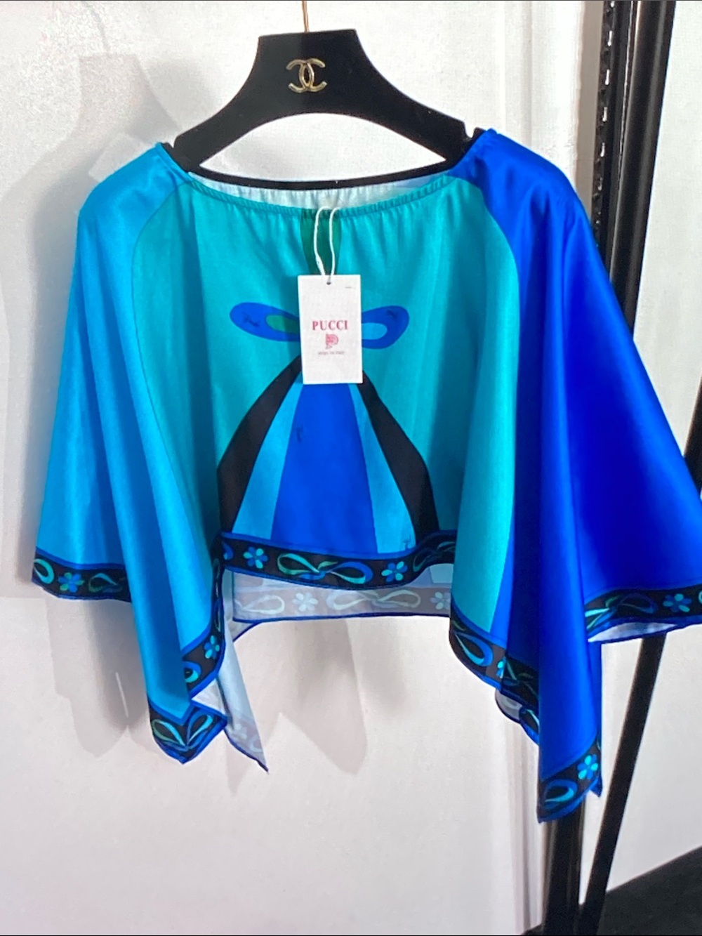 Emilio Pucci Blue & Turquoise Silk Crop Top